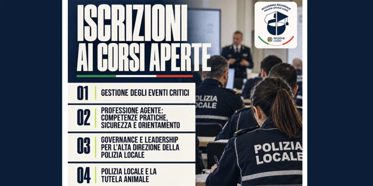 Al via la prima offerta formativa dell’Accademia Regionale di Polizia Locale del Lazio